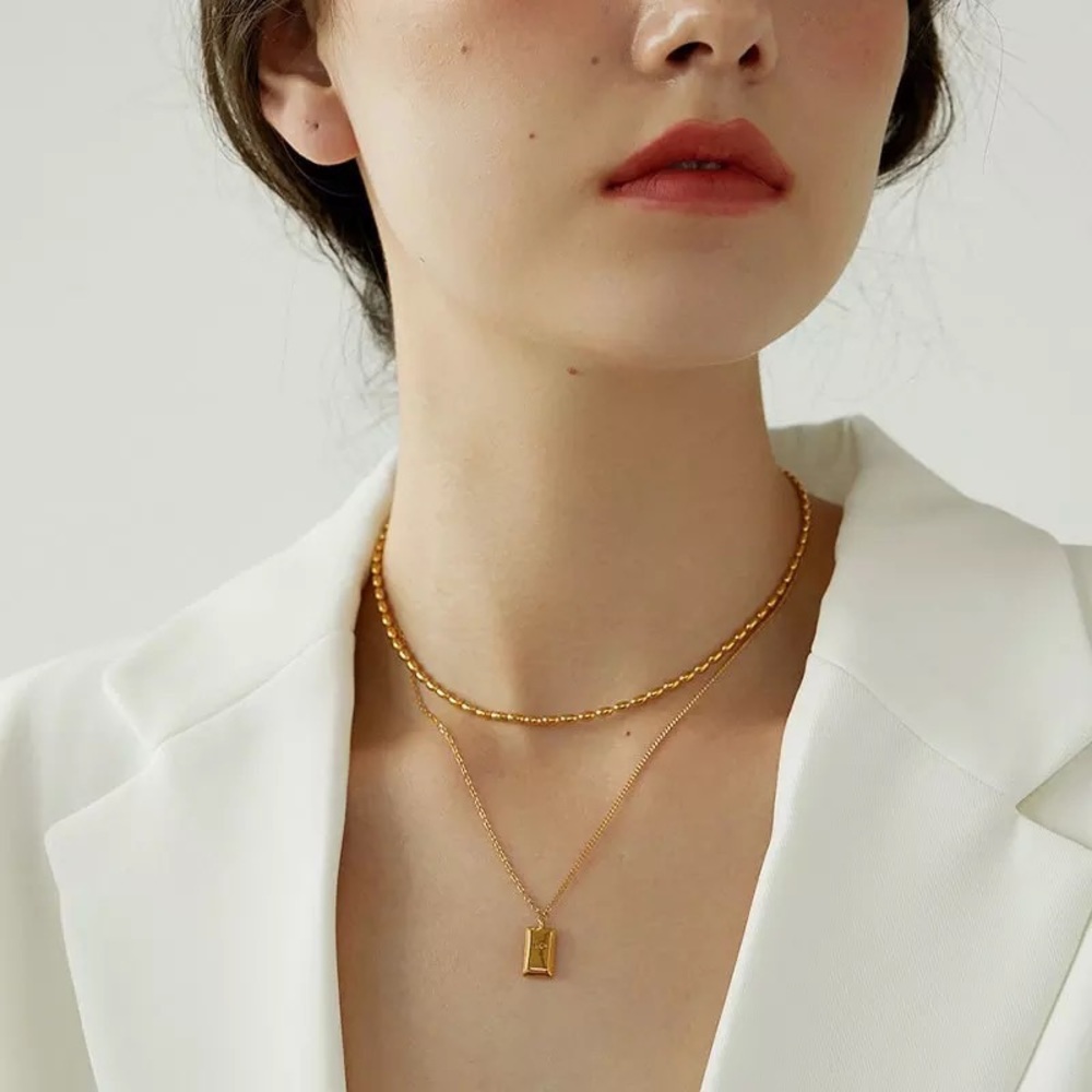 New 18K Gold Vermeil Sterling Silver 925 Layered Luck adjustable Necklace
